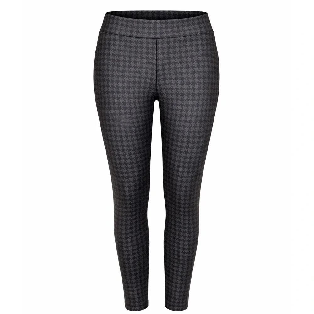 NYCC Leggings Womens Large Houndstooth Black Slim Stretch Pants Modern